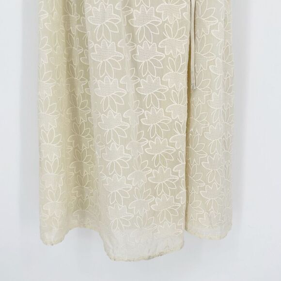 NEW Madewell Embroidered Pleated Wrap Dress Midi Sleeveless in Ivory Women's S - Picture 5 of 8